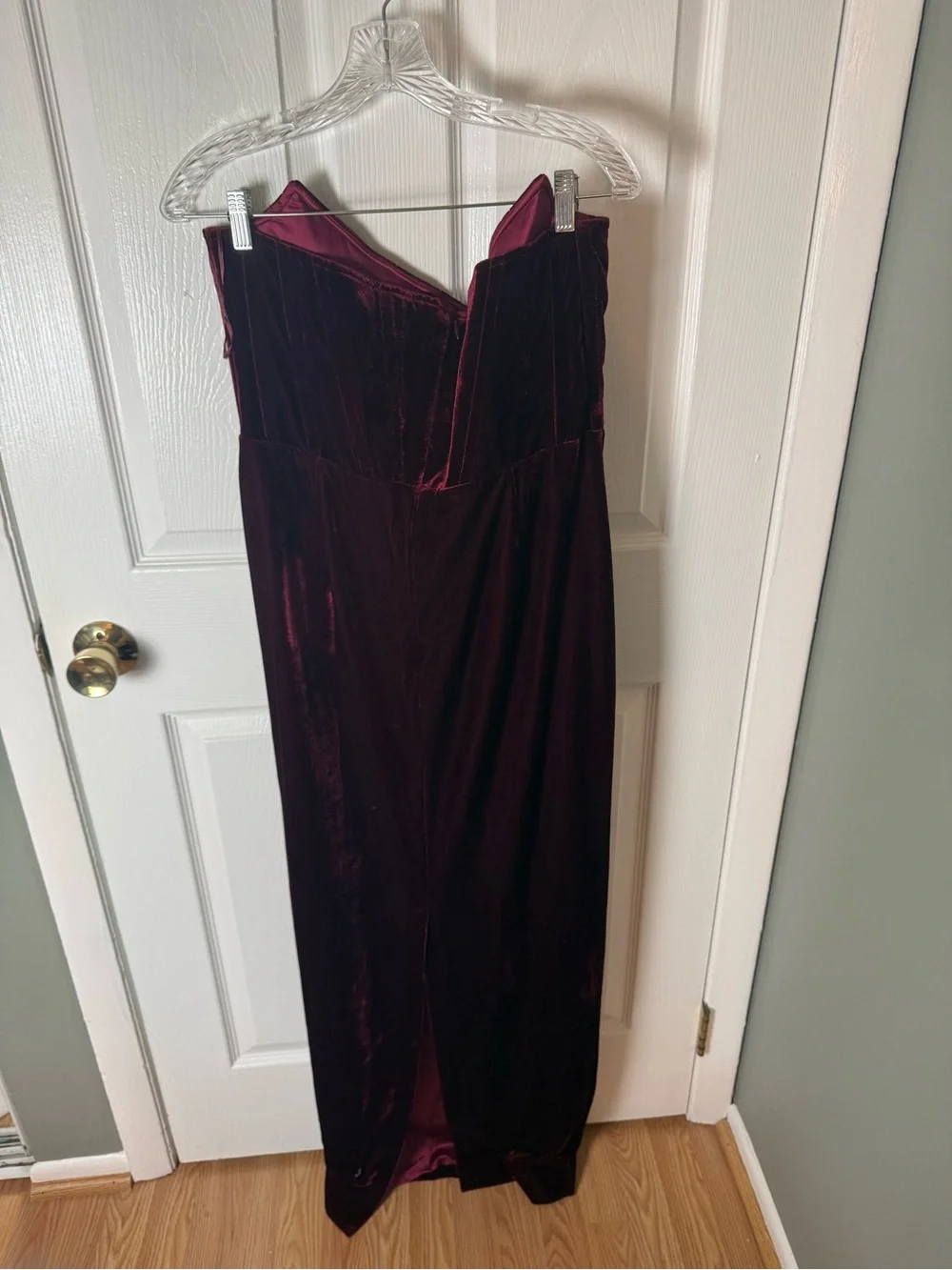 Sau Lee Vesper Strapless Velvet Gown in Wine / Burgundy 12